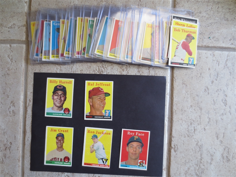 (45) different 1958 Topps baseball cards with no Hall of Famers but a few team cards