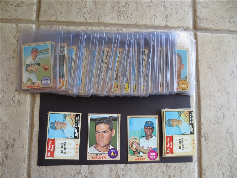 (80) 1968 Topps Baseball Cards in assorted condition with no superstars and many duplicates