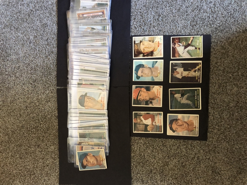 (55) 1957 Topps Baseball Cards --- mostly ex+ condition