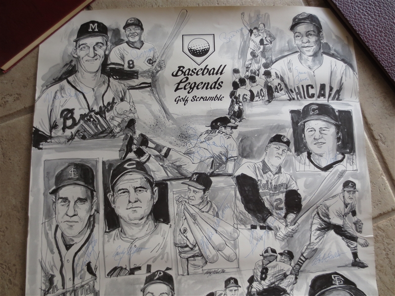 Autographed 1988 Baseball Legends Golf Scramble Poster signed by 16 superstars