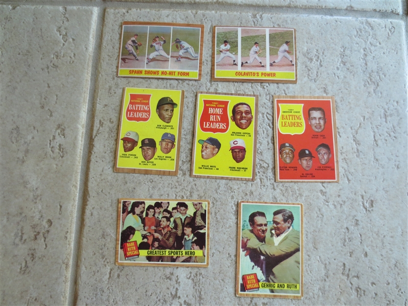 (7) 1962 Topps Superstar baseball cards