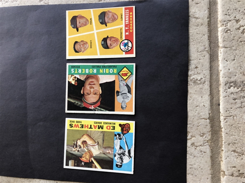 (3) 1960 Topps Hall of Famer Baseball Cards in very nice shape: Dickey, Roberts, and Mathews