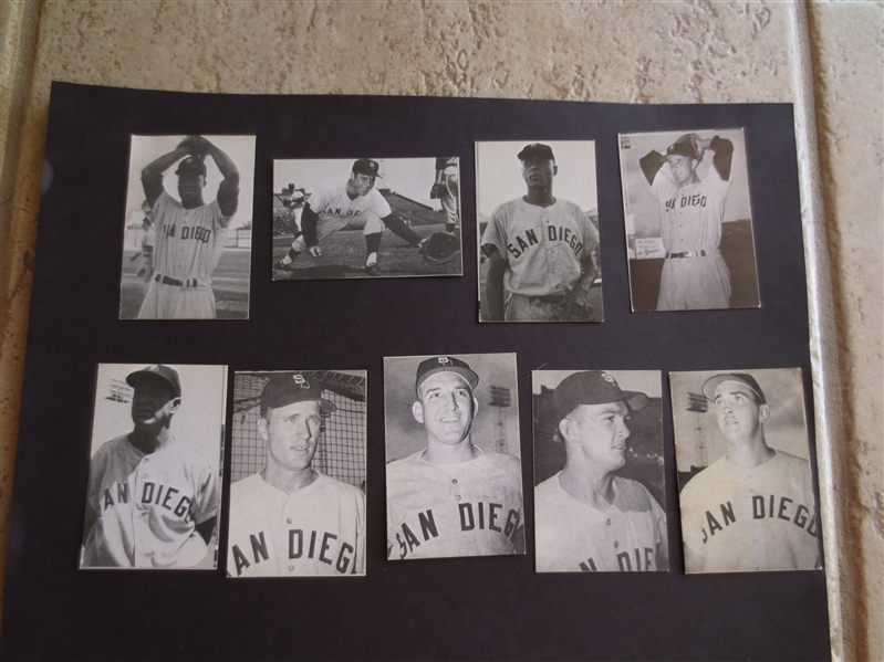 (9) different 1970's Broder's 1950's San Diego Padres Popcorn Baseball Cards