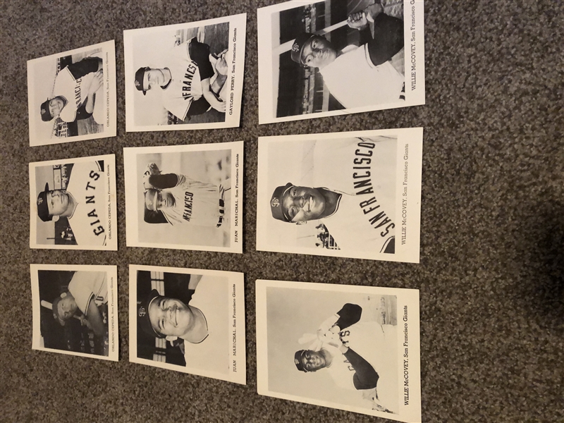 (9) different 1960's San Francisco Giants Individual Photos of McCovey, Cepeda, Marichal, Perry