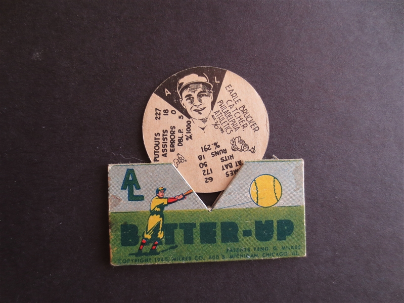 1940 Milkes Co. Hugh Mulcahy and Earle Brucker Batter-Up Card/Disk   RARE!