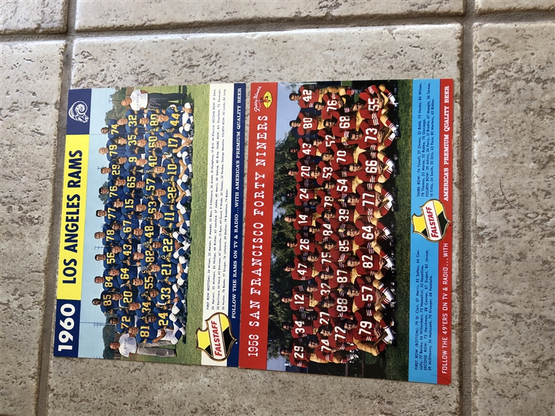 Two Fallstaff Beer Color Team Photos: 1958 San Francisco 49ers and 1960 Los Angeles Rams