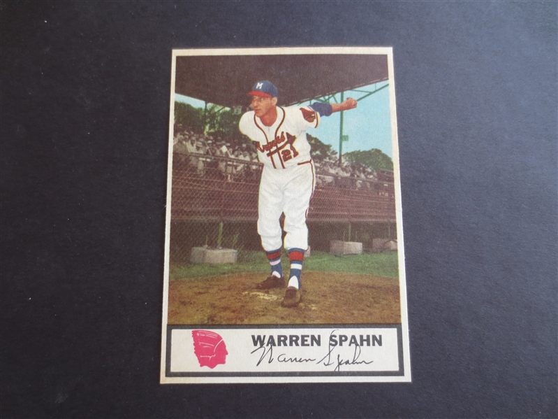 1955 Johnston Cookies Braves Warren Spahn Baseball Card in Beautiful Condition