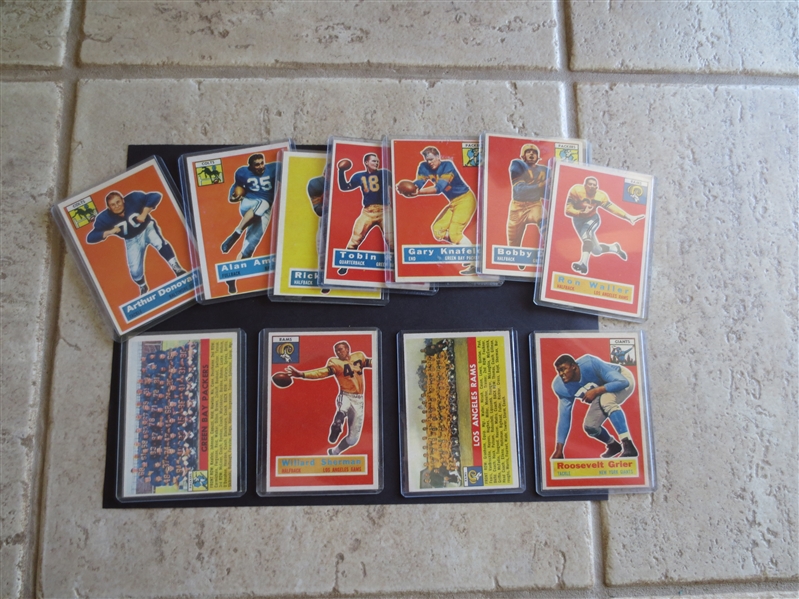 (11) 1956 Topps Football Cards with Rosie Grier rookie, Art Donovan, and Team Cards in very nice condition