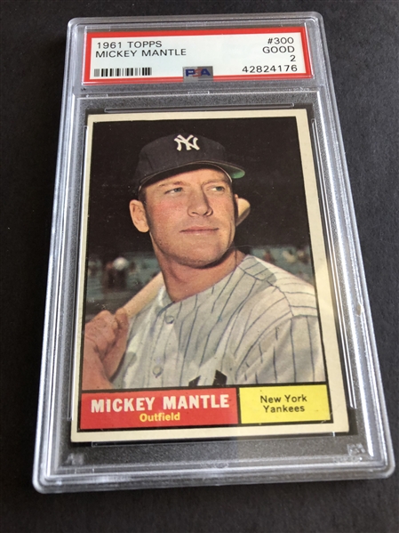 1961 Topps Mickey Mantle PSA 2 Good baseball card #300 in affordable condition