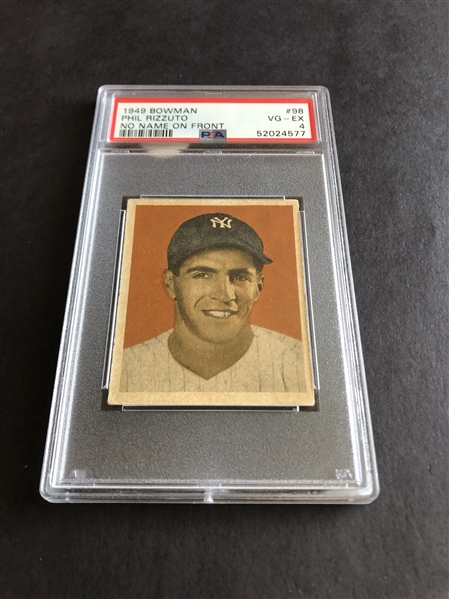 1949 Bowman Phil Rizzuto No Name on Front PSA 4 vg-ex baseball card #98