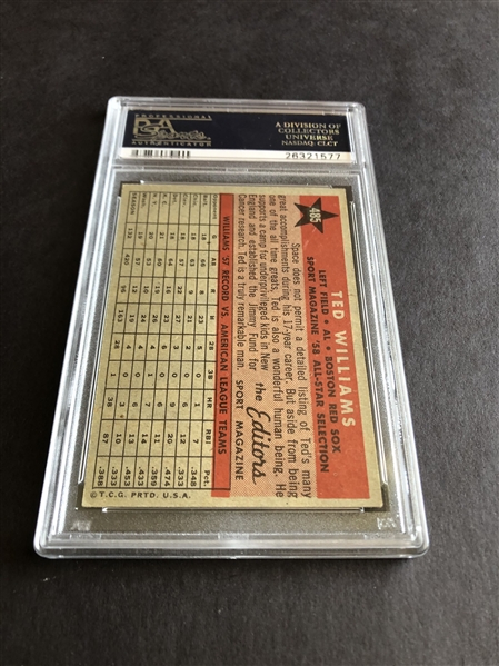 1958 Topps Ted Williams All Star PSA 5 ex baseball card #485