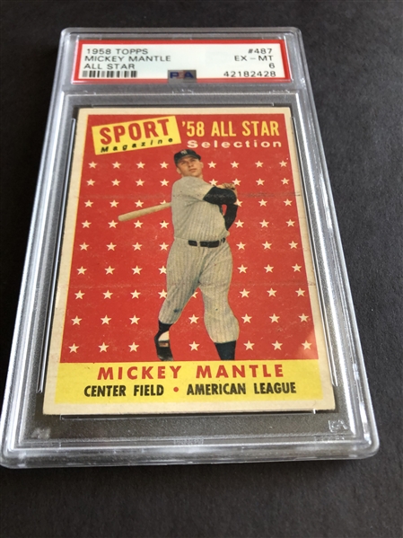1958 Topps Mickey Mantle All Star PSA 6 ex-mt baseball card #487
