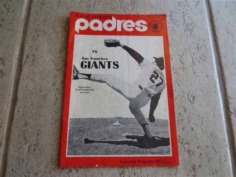 1971 San Francisco Giants at San Diego Padres unscored program with Juan Marichal on the cover