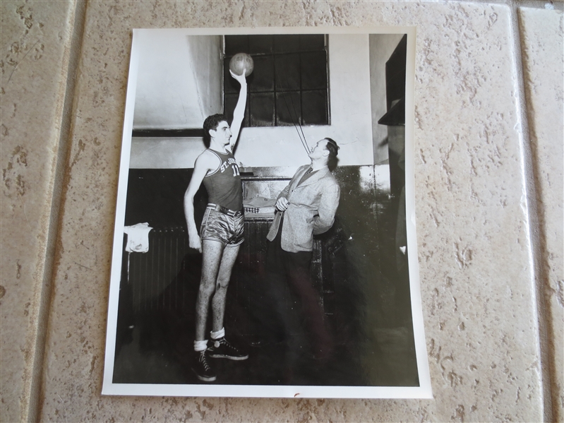 1943 Joe Lapchick and Harry Boykoff 8 x 10 basketball photo stamped UPI