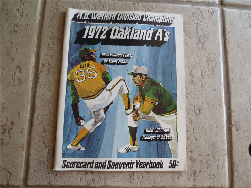 1972 Oakland A's Baseball Yearbook and Scorecard 