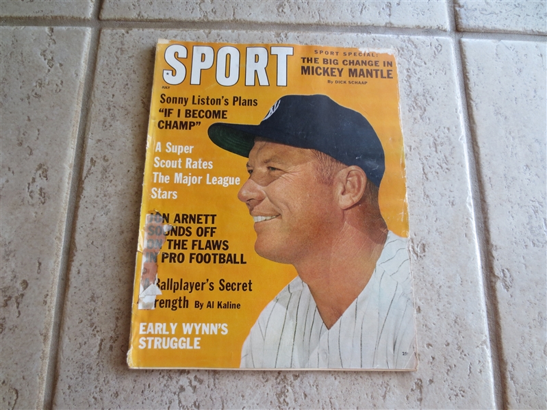 July 1962 Sport Magazine with Mickey Mantle pictured on the cover in rough shape