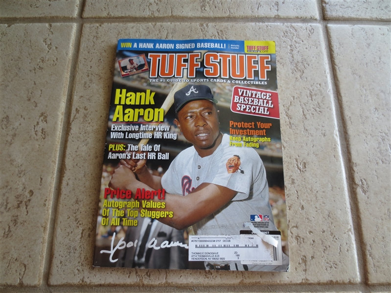 July 2007 Tuff Stuff The #1 Guide to Sports Cards & Collectibles with Hank Aaron Cover