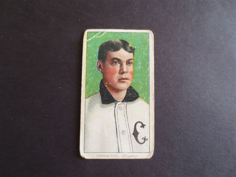 1909-11 T206 White Border Bunk Congalton Columbus Sovereign back baseball card