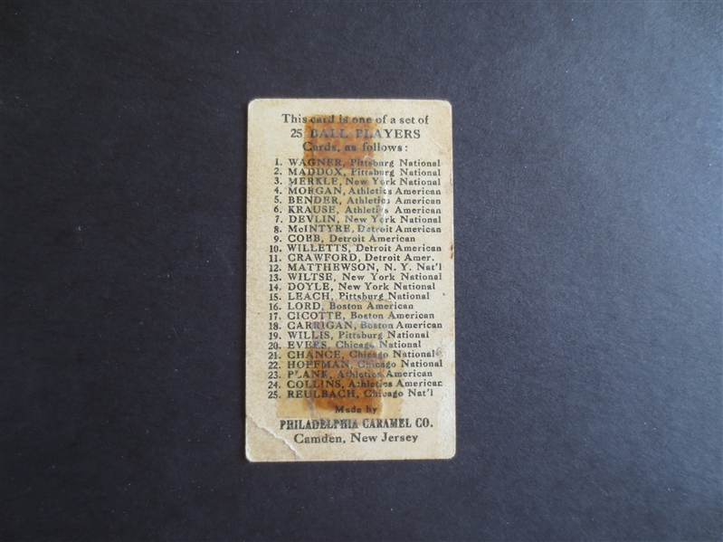 1909 Philadelphia Caramel E95 Matty McIntyre baseball card