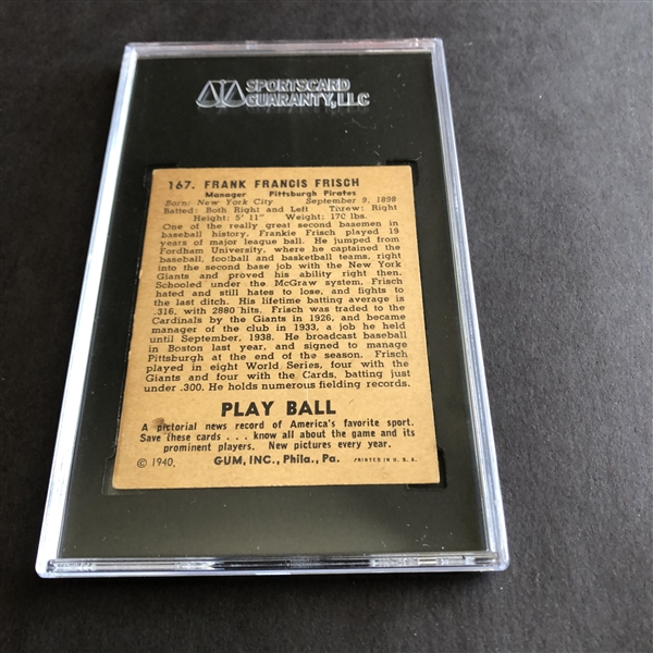 1940 Play Ball Frankie Frisch SGC 3 vg baseball card #167 Hall of Famer