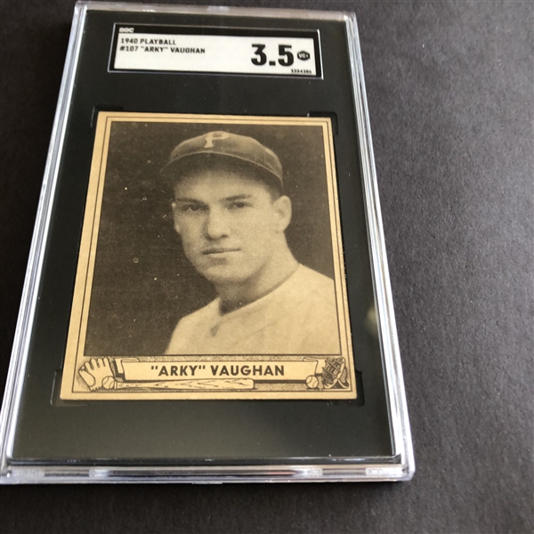 1940 Play Ball Arky Vaughan SGC 3.5 vg+ baseball card #107  Hall of Famer 