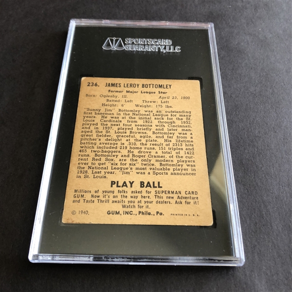 1940 Play Ball Jim Bottomley SGC 4 vg-ex baseball card #236 Hall of Famer