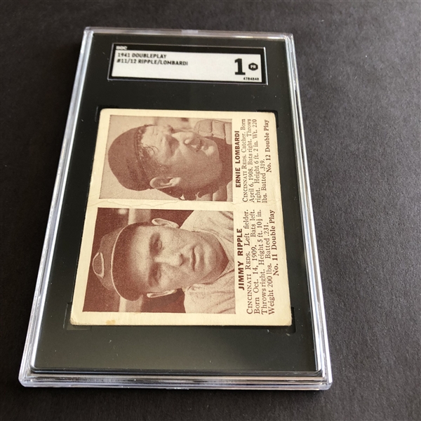 1941 Double Play Jimmy Ripple/Ernie Lombardi SGC 1 poor Baseball card #11-12 Hall of Famer!