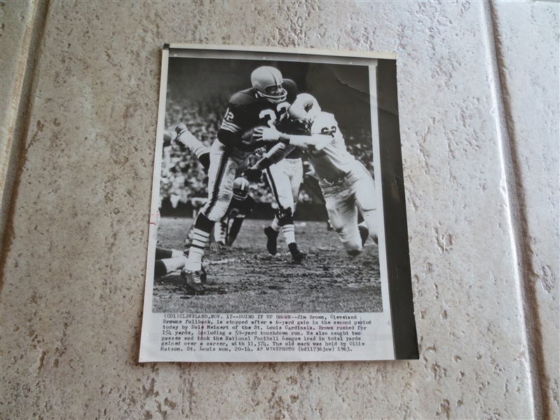 1963 Jim Brown AP Wirephoto Is Career Football Rushing Leader