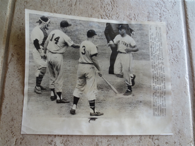 1956 Willie Mays AP Wirephoto Hitting a Home Run in the All Star Game