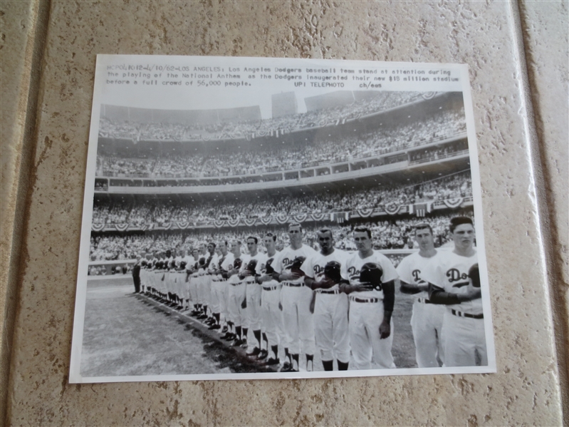 1962 Opening of New Dodger Stadium UPI Telephoto with Koufax, Drysdale