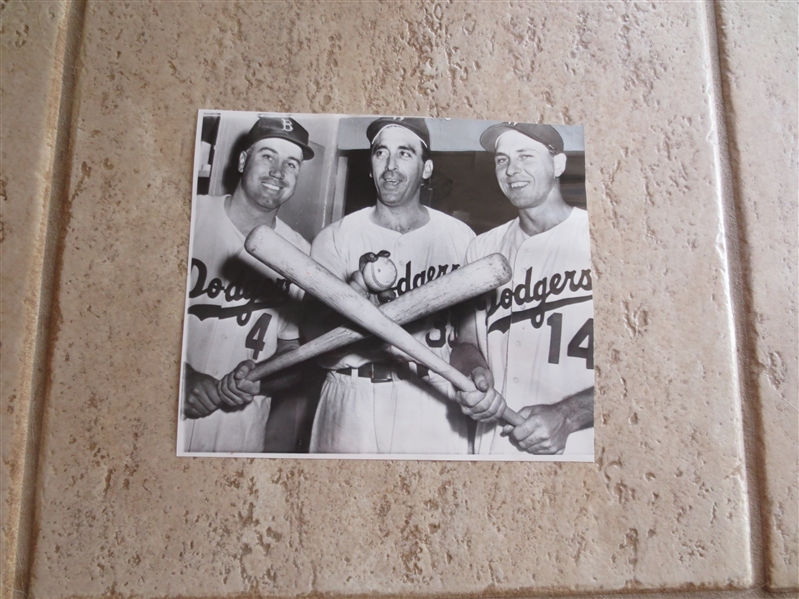 1956 Duke Snider/Gil Hodges/Sal Maglie AP Wire photo Brooklyn Dodgers