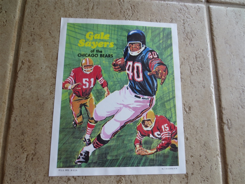 1970 Topps Gale Sayers PROOF Football Poster #1