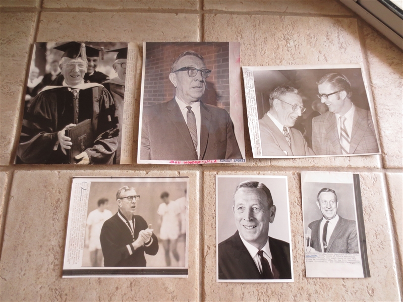 (6) John Wooden Press Photos from the 1960's-70's