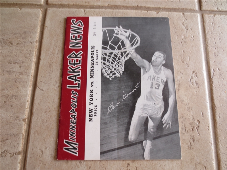 1950-51 New York Knicks at Minneapolis Lakers Unscored Basketball program with Bud Grant cover