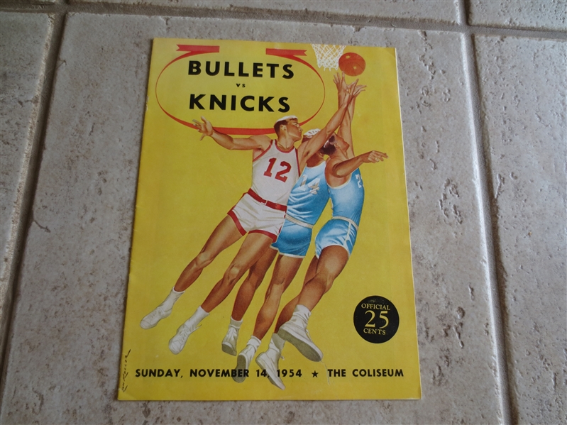 1954 New York Knicks at Baltimore Bullets NBA Unscored Program