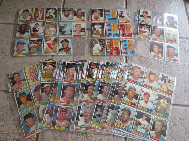 (165) 1961 Topps Baseball Cards including Teams and Leaders---all low numbers