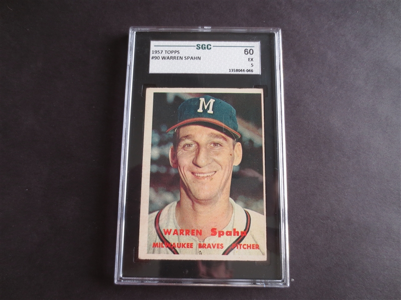 1957 Topps Warren Spahn SGC 60 ex baseball card #90