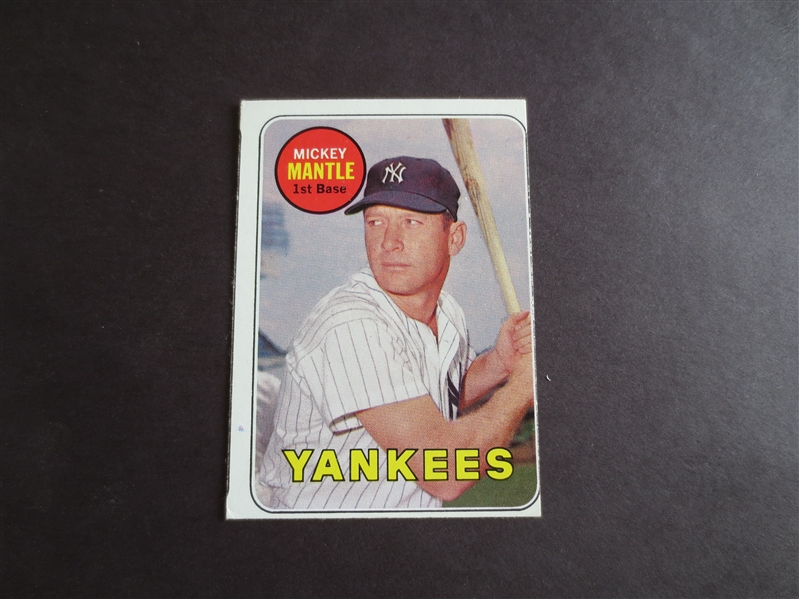 1969 Topps Mickey Mantle Baseball Card #500--Nice looking but very off-center