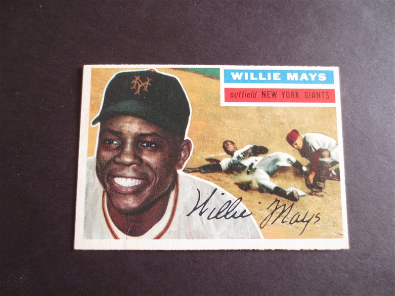 1956 Topps Willie Mays Baseball Card #130 in very nice condition!     sk