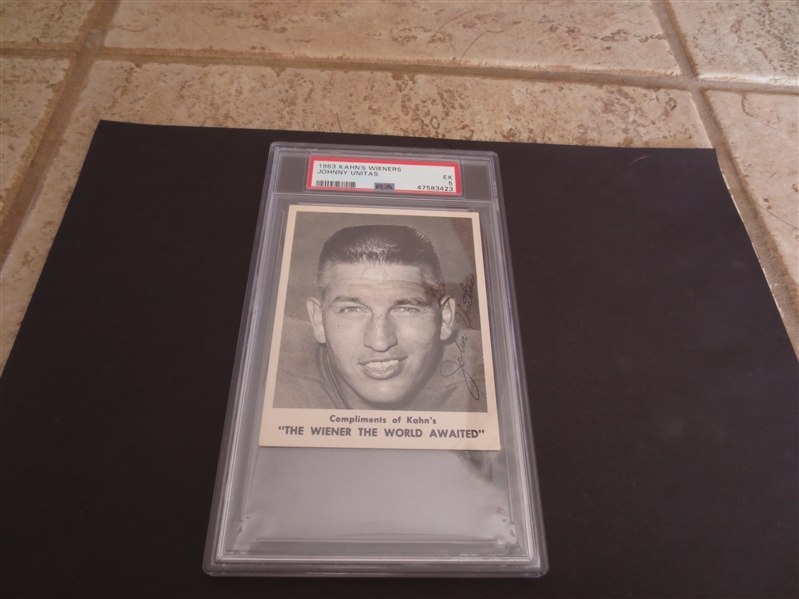 1963 Kahn's Wieners Johnny Unitas PSA 5 excellent football card EXTREMELY RARE!