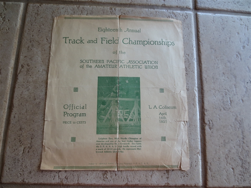 1927 Eighteenth Annual Track & Field AAU Championship Program at LA Coliseum RARE