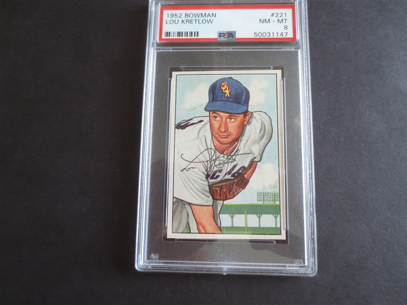1952 Bowman Lou Kretlow PSA 8 nmt-mt High Number Baseball Card #221