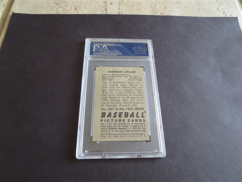 1952 Bowman Sherman Lollar PSA 8 nmt-mt High Number Baseball Card #237