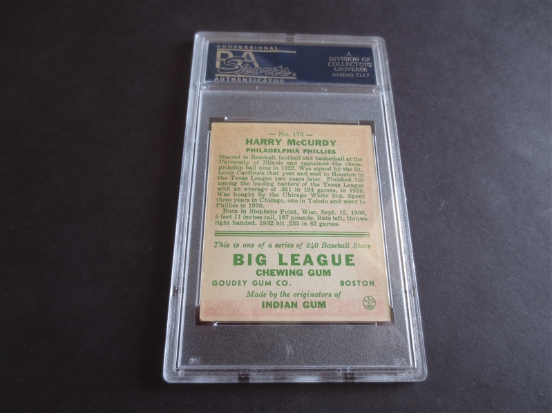 1933 Goudey Harry McCurdy PSA 4.5 vg-ex+ baseball card #170