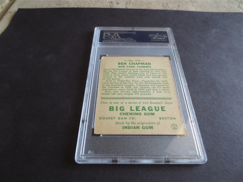 1933 Goudey Ben Chapman PSA 4 vg-ex baseball card #191