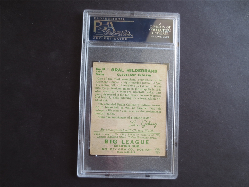 1934 Goudey Oral Hildebrand PSA 4.5 vg-ex+ baseball card #38