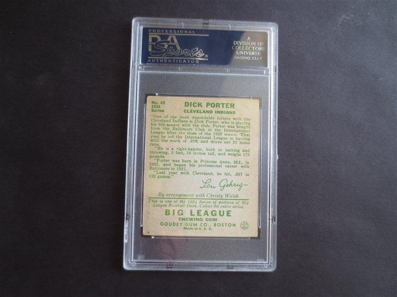 1934 Goudey Dick Porter PSA 4.5 vg-ex+ baseball card #43