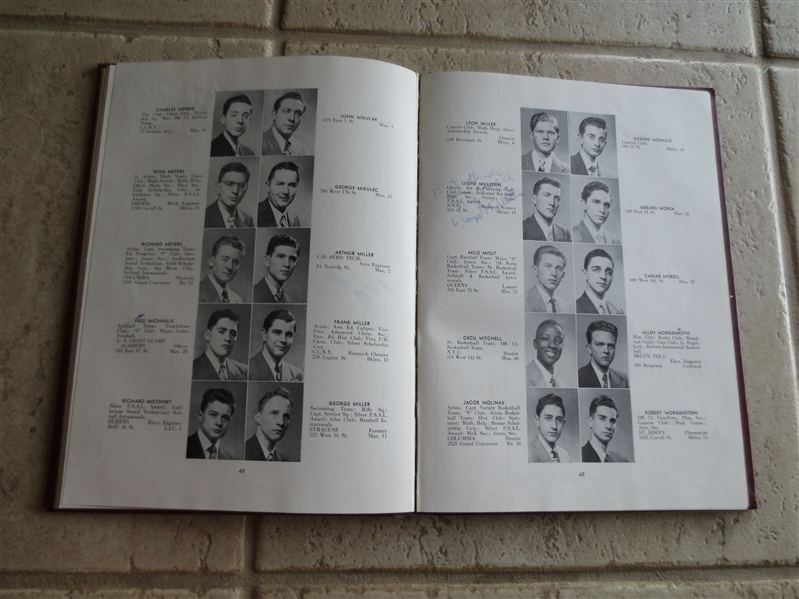 1949 Jack Molinas high school yearbook---played in NBA until banished for gambling, then murdered