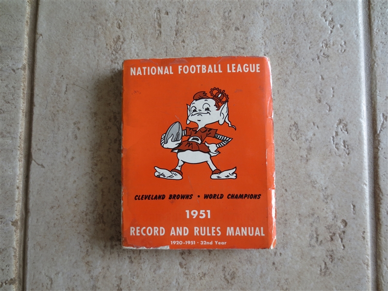 1951 NFL Record and Rules Manual Cleveland Browns World Champs---only issued to media RARE!