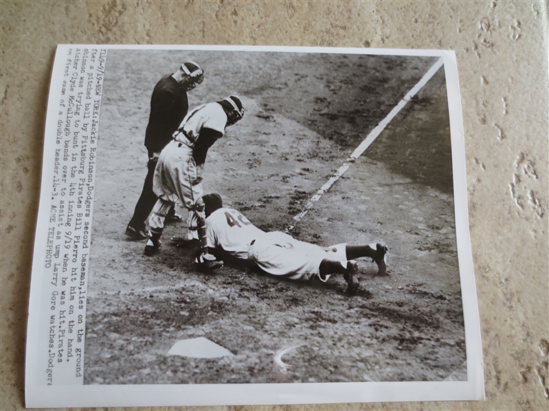 1950 Jackie Robinson Hit by Pitch Acme Telephoto